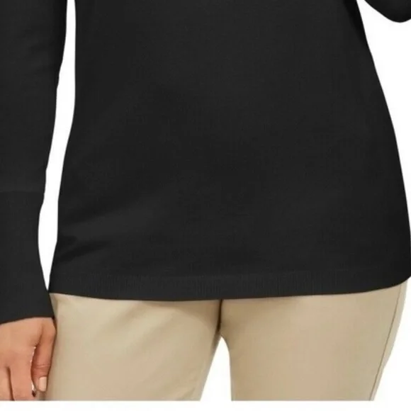JM Collection Women's Stud Sleeve Pullover Turtleneck Sweater Black Size X-Large - Picture 3 of 3